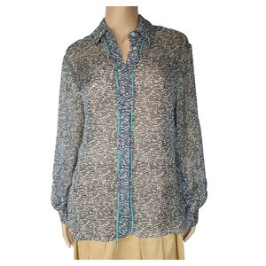 KENZO Black & White Zebra Print Silk Blouse 36 S